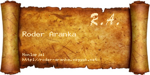 Roder Aranka névjegykártya